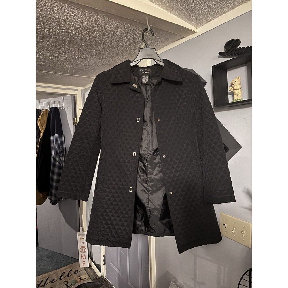 Nordic Lights Jacket quilted Black snaps pockets Size Small